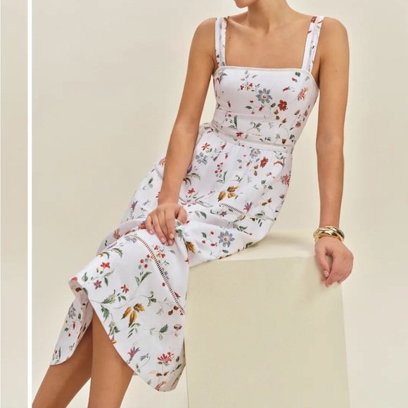 Reformation White Dress with Multicolor Floral Design - Picture 5 of 7